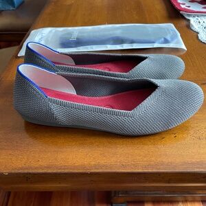Rothy’s The flat, Gray tweed, knitted woman’s slip on.  Size 7-1/2